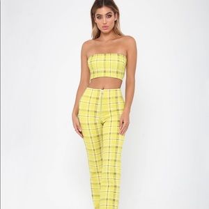 I AM GIA green plaid set size small